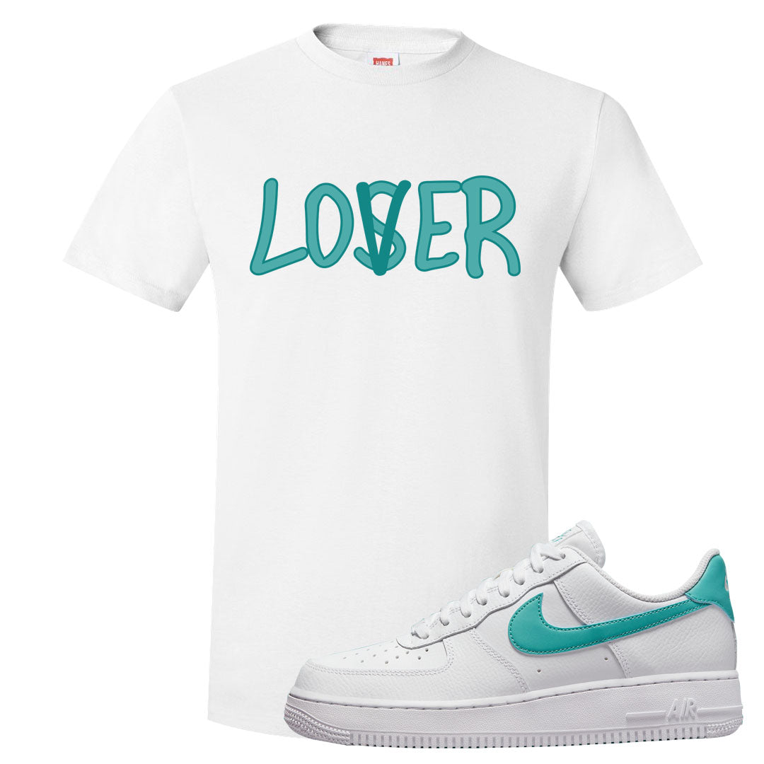 Washed Teal Low 1s T Shirt | Lover, White