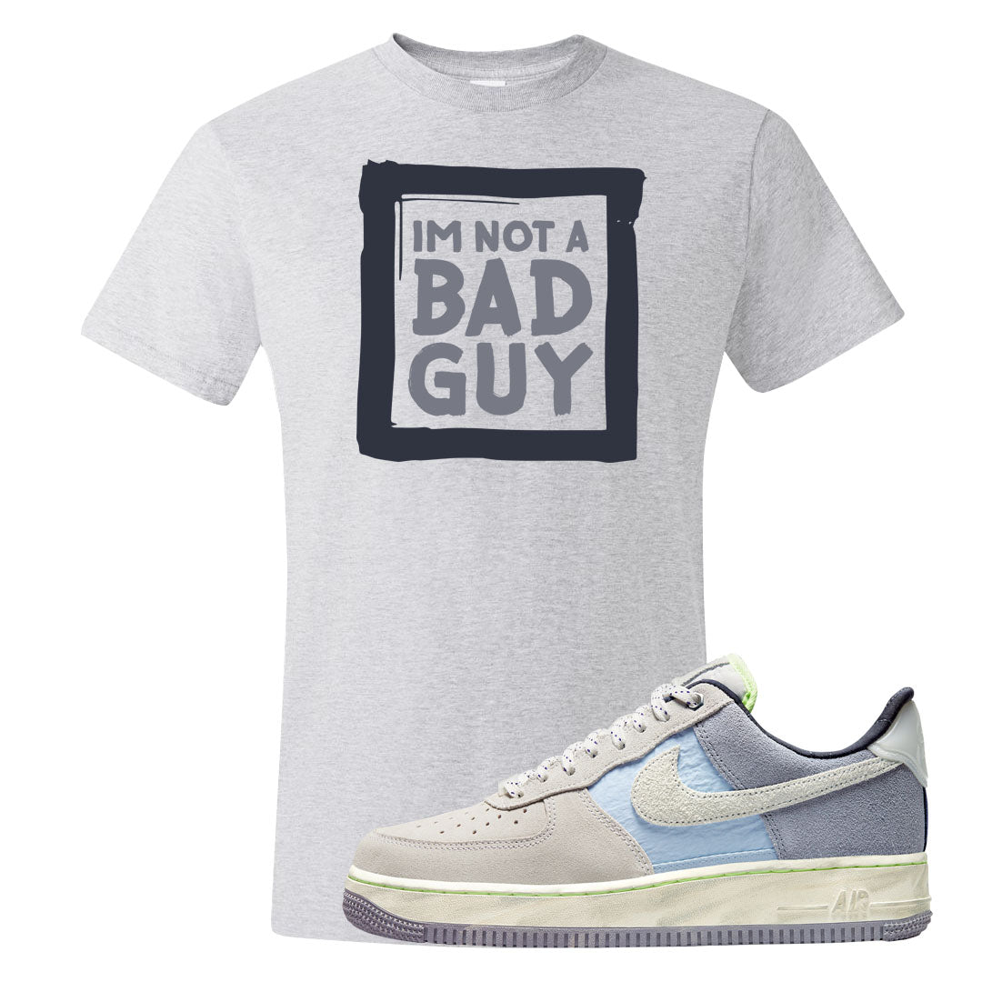 Womens Mountain White Blue AF 1s T Shirt | I'm Not A Bad Guy, Ash