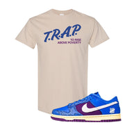 SB Dunk Low Undefeated Blue Snakeskin T Shirt | Trap To Rise Above Poverty, Sand