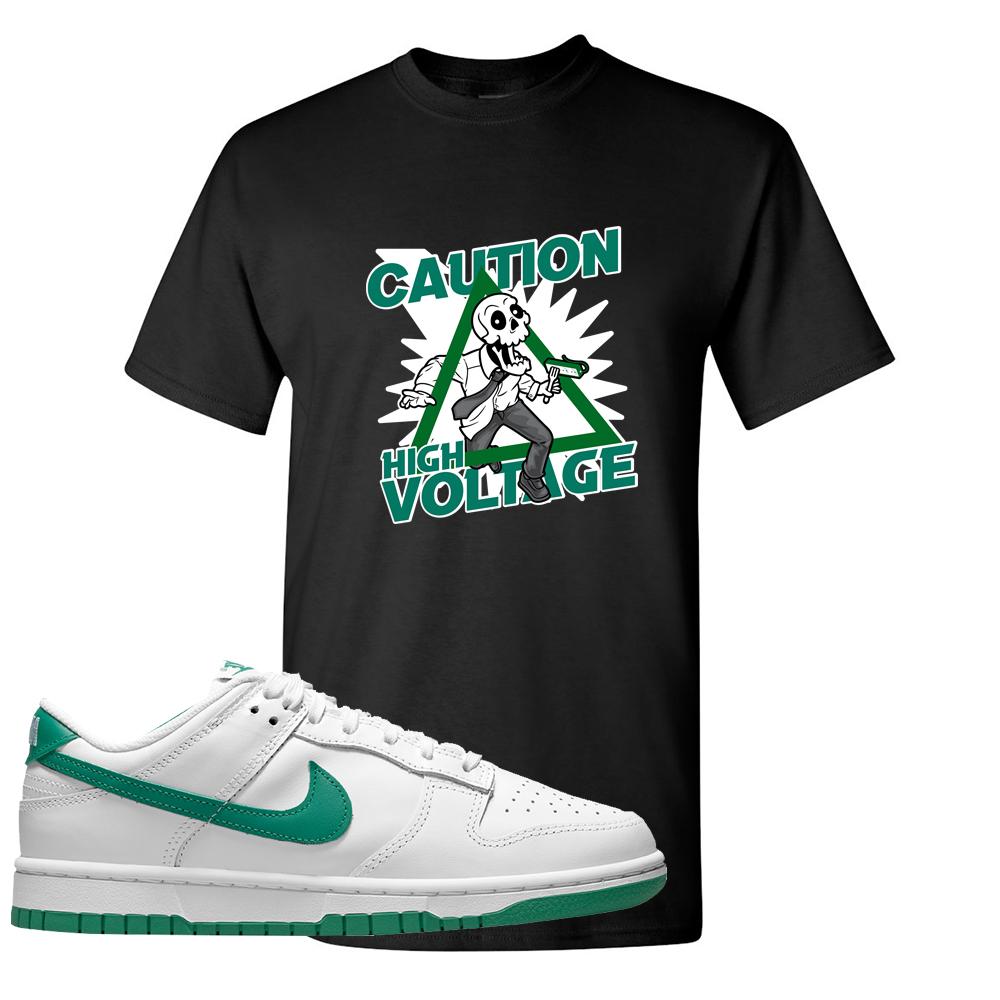 White Green Low Dunks T Shirt | Caution High Voltage, Black
