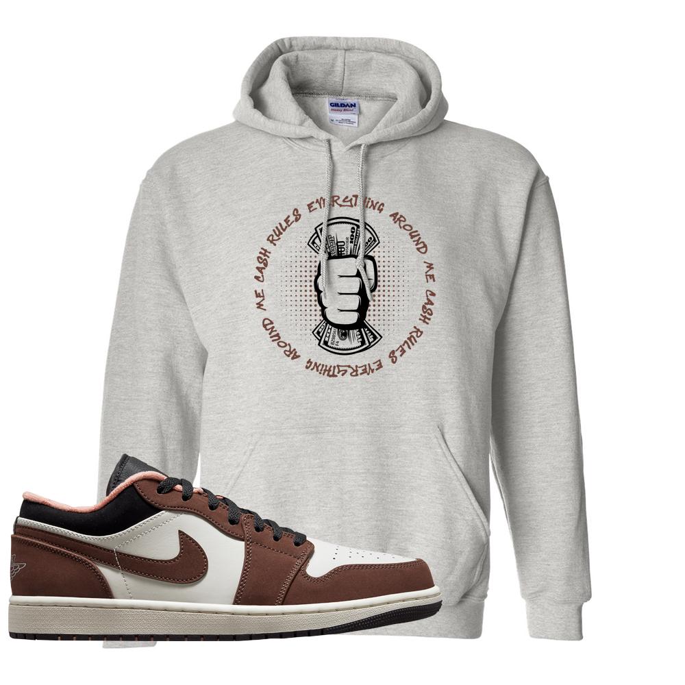 Mocha Low 1s Hoodie | Cash Rules Everything Around Me, Ash