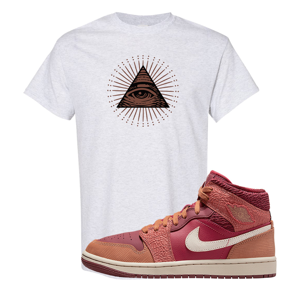 Africa Mid 1s T Shirt | All Seeing Eye, Ash