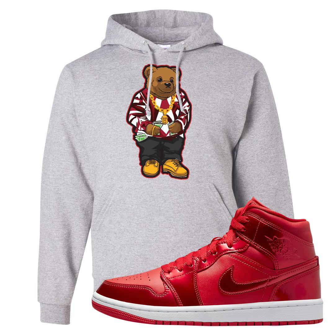 University Red Pomegranate Mid 1s Hoodie | Sweater Bear, Ash