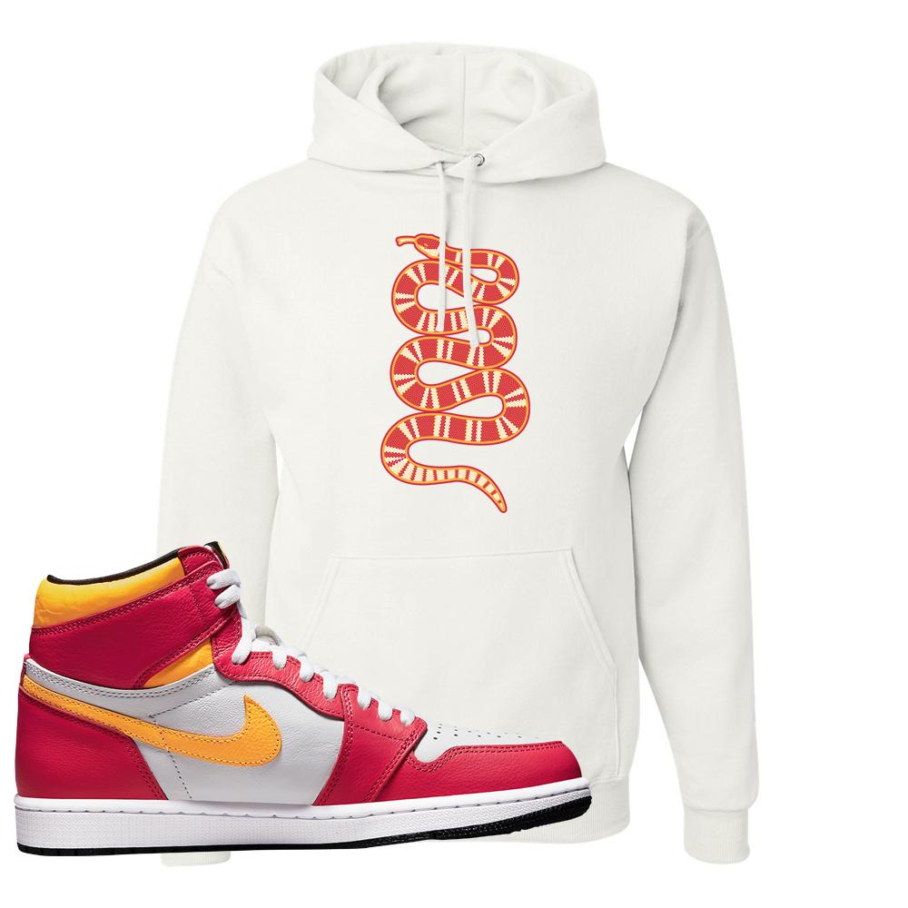 Air Jordan 1 Light Fusion Red Hoodie | Coiled Snake, White