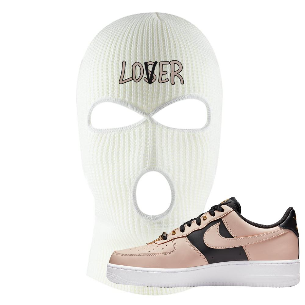 Air Force 1 Low Bling Tan Leather Ski Mask | Lover, White