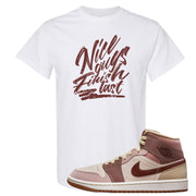 Pink Sand Mauve Mid 1s T Shirt | Nice Guys Finish Last, White