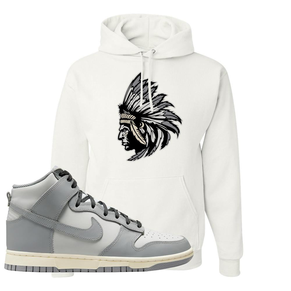Aged Greyscale High Dunks Hoodie | Indian Chief, White