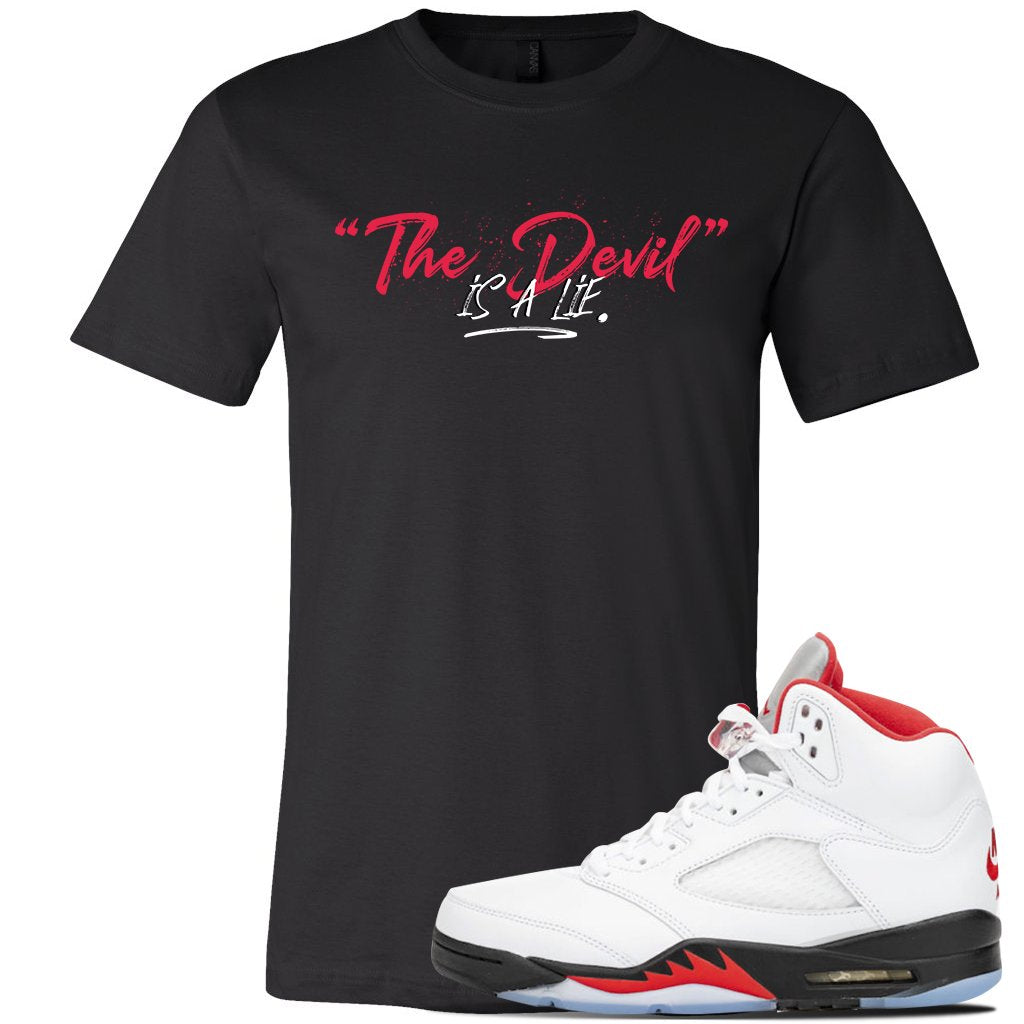 Jordan 5 OG Fire Sneaker Black T Shirt | Tees to match Nike Air Jordan 5 OG Fire Shoes | Devil Is A Lie