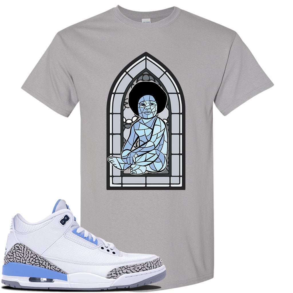 Air Jordan 3 UNC Sneaker Gravel T Shirt | Tees to match Nike Air Jordan 3 UNC Shoes | Baby Mosaic