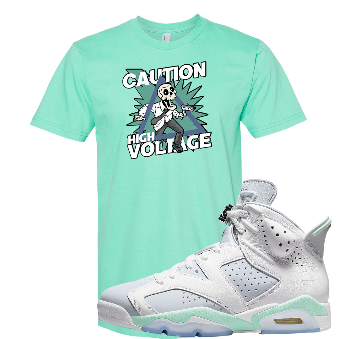 Mint Foam 6s T Shirt | Caution High Voltage, Mint