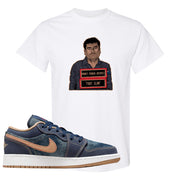 Denim Gum Bottom Low 1s T Shirt | El Chapo Illustration, White