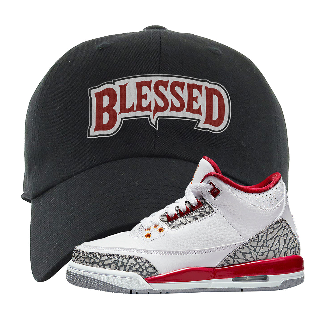 Cardinal Red 3s Dad Hat | Blessed Arch, Black