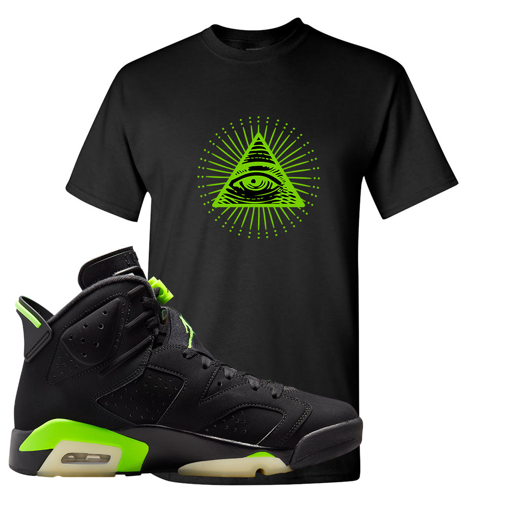 Electric Green 6s T Shirt | All Seeing Eye, Black