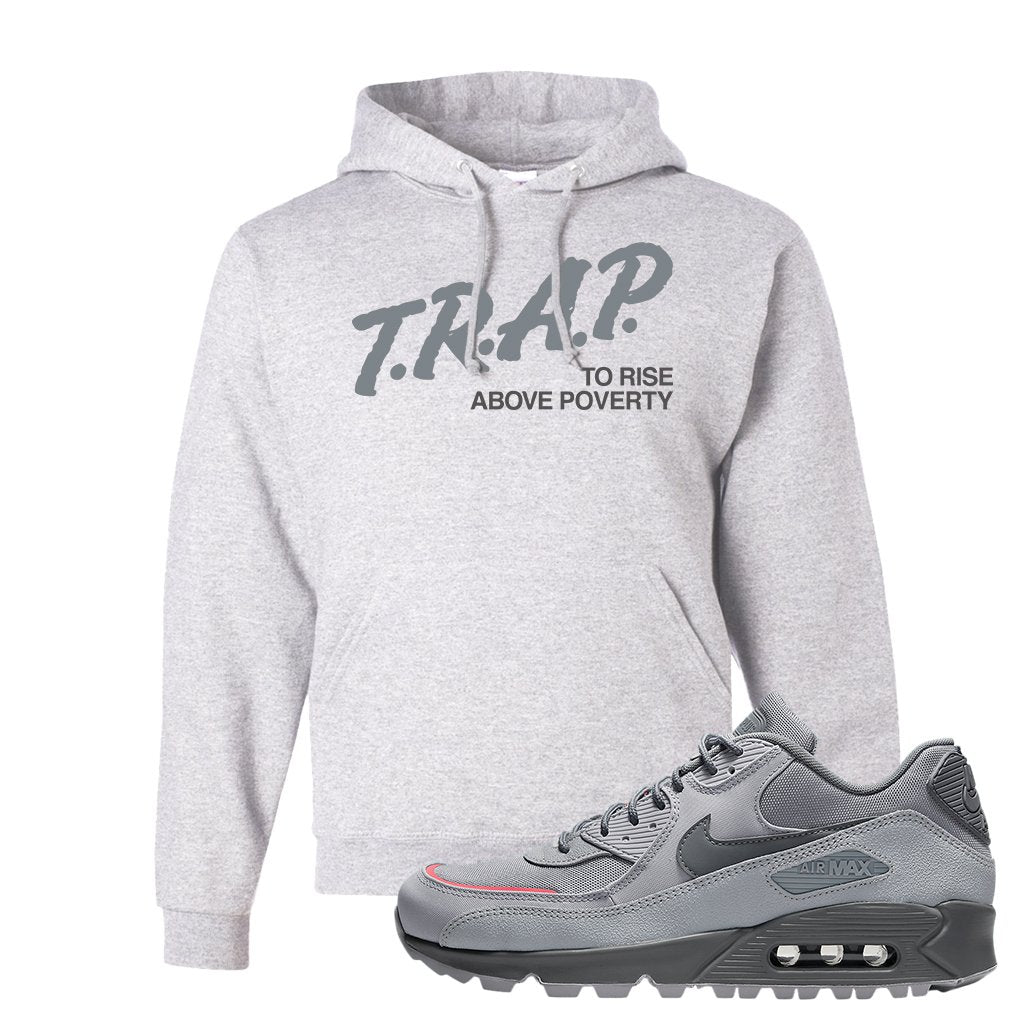 Wolf Grey Surplus 90s Hoodie | Trap To Rise Above Poverty, Ash