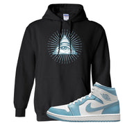 University Blue Mid 1s Hoodie | All Seeing Eye, Black