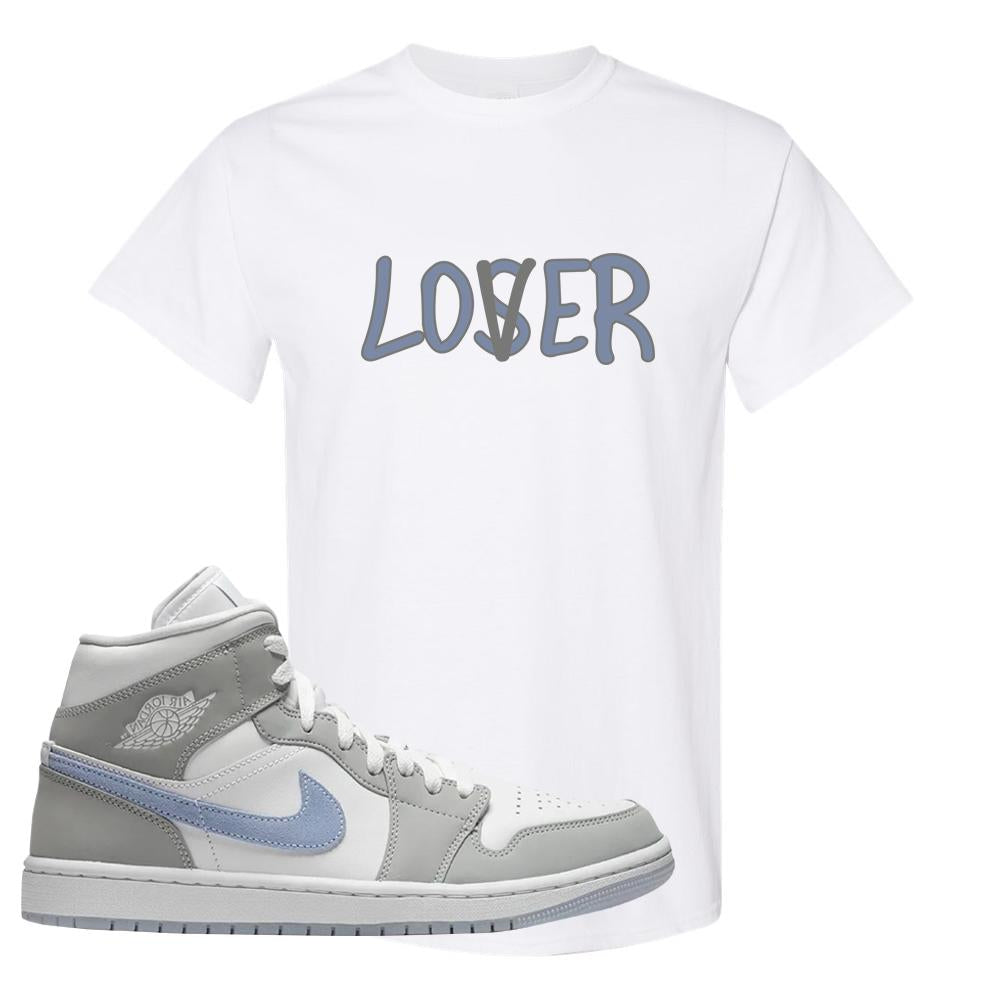 Wolf Grey Mid 1s T Shirt | Lover, White