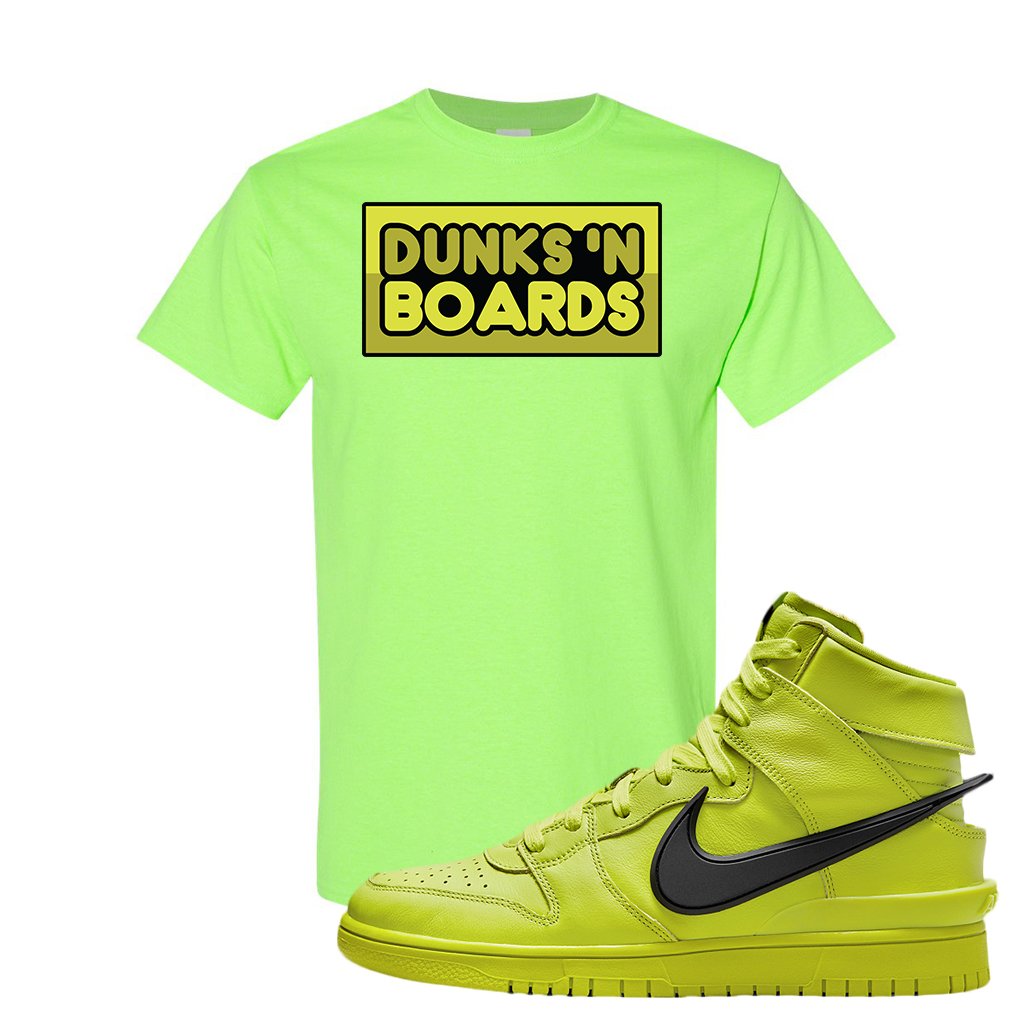Atomic Green High Dunks T Shirt | Dunks N Boards, Safety Green