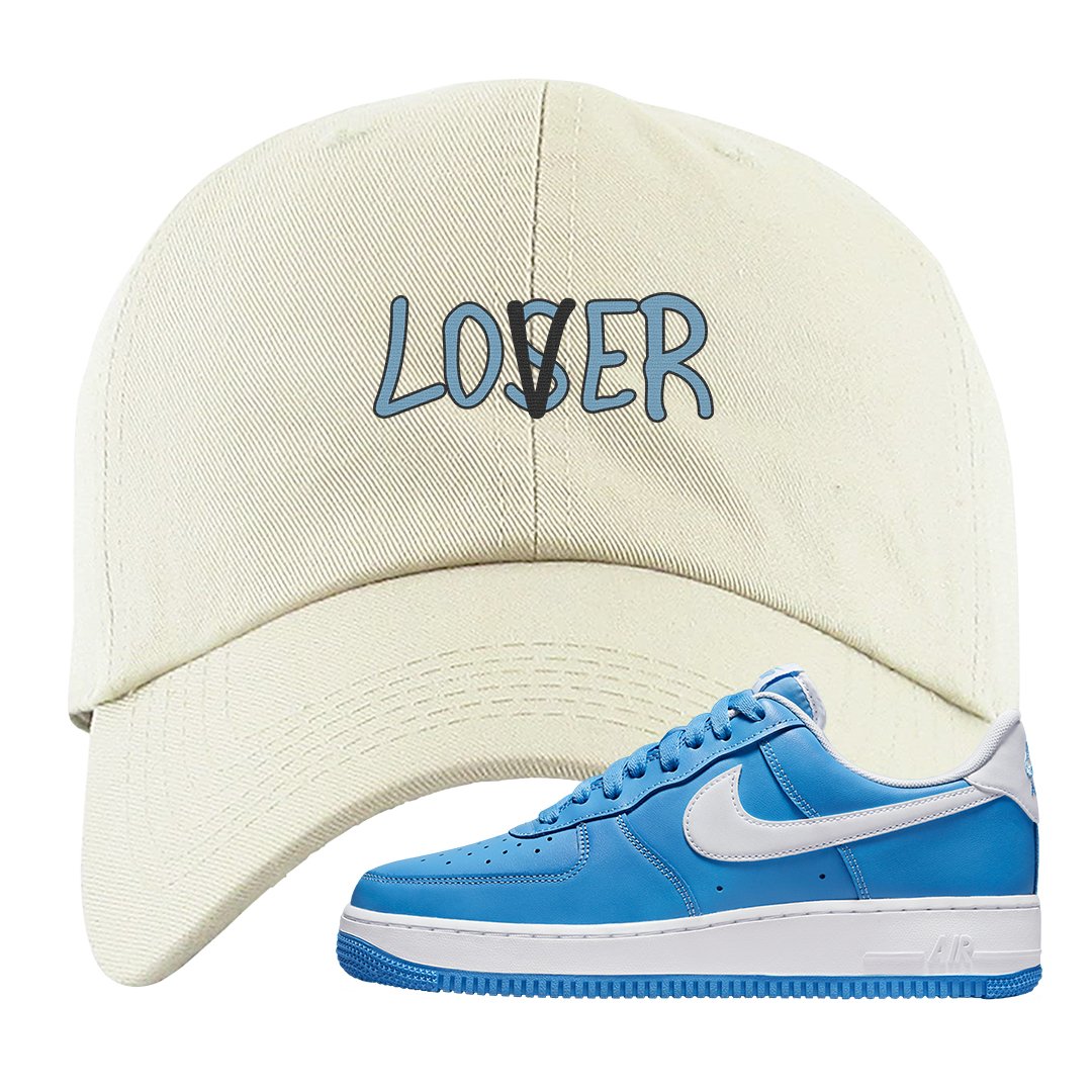 University Blue Low AF1s Dad Hat | Lover, White