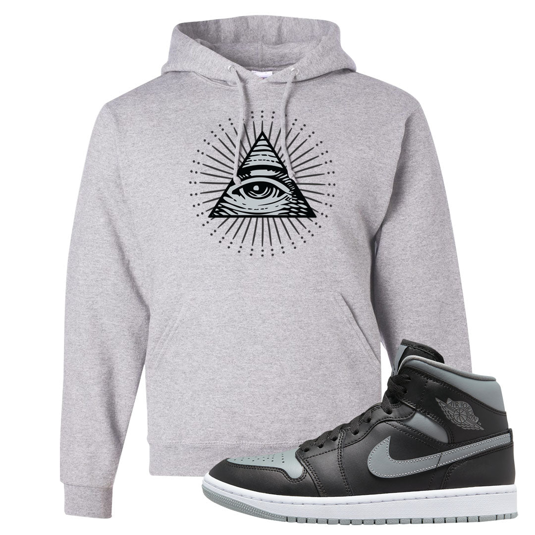 Alternate Shadow Mid 1s Hoodie | All Seeing Eye, Ash