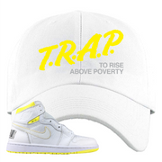 Jordan 1 First Class Flight Trap To Rise Above Poverty Sneaker Matching White Dad Hat