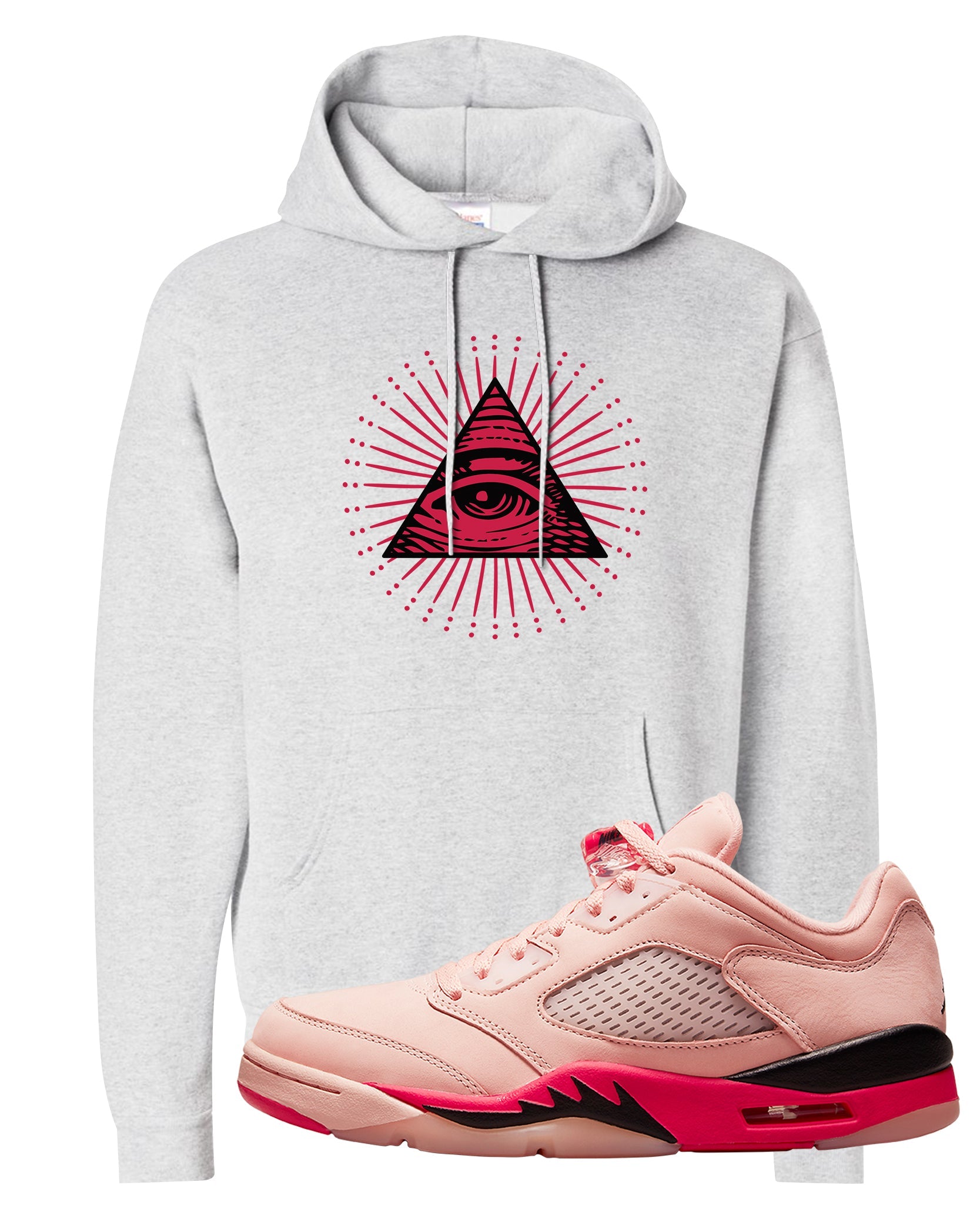 Arctic Pink Low 5s Hoodie | All Seeing Eye, Ash