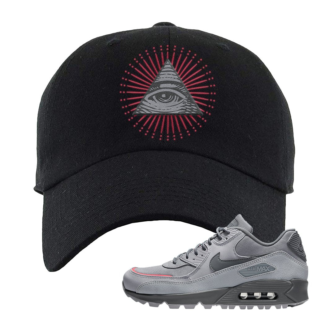 Wolf Grey Surplus 90s Dad Hat | All Seeing Eye, Black