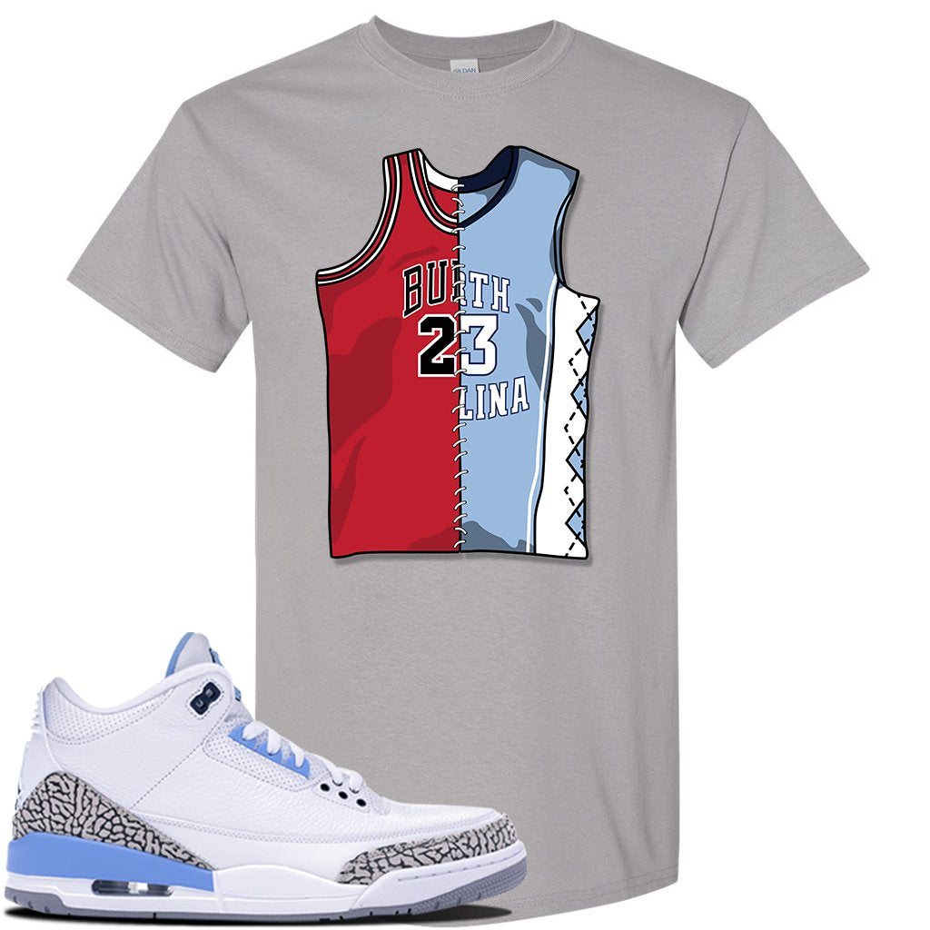Air Jordan 3 UNC Sneaker Gravel T Shirt | Tees to match Nike Air Jordan 3 UNC Shoes | Hustle Hard