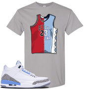 Air Jordan 3 UNC Sneaker Gravel T Shirt | Tees to match Nike Air Jordan 3 UNC Shoes | Hustle Hard