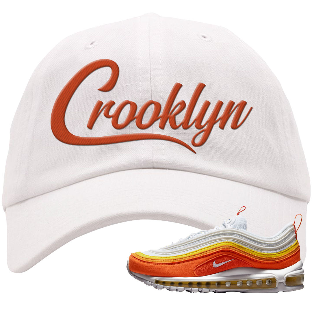 Club Orange Yellow 97s Dad Hat | Crooklyn, White