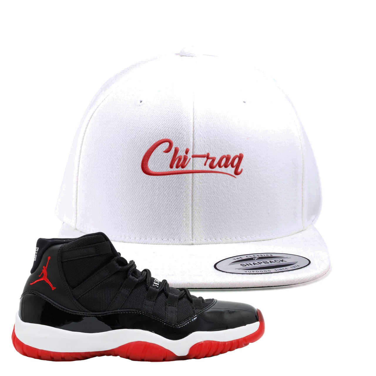 Jordan 11 Bred Chi-raq White Sneaker Hook Up Snapback Hat