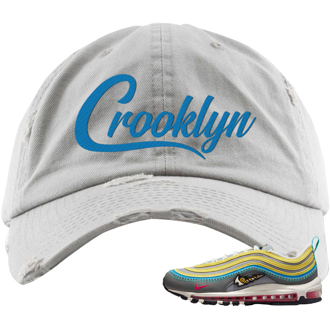 Sprung Yellow 97s Distressed Dad Hat | Crooklyn, Light Gray