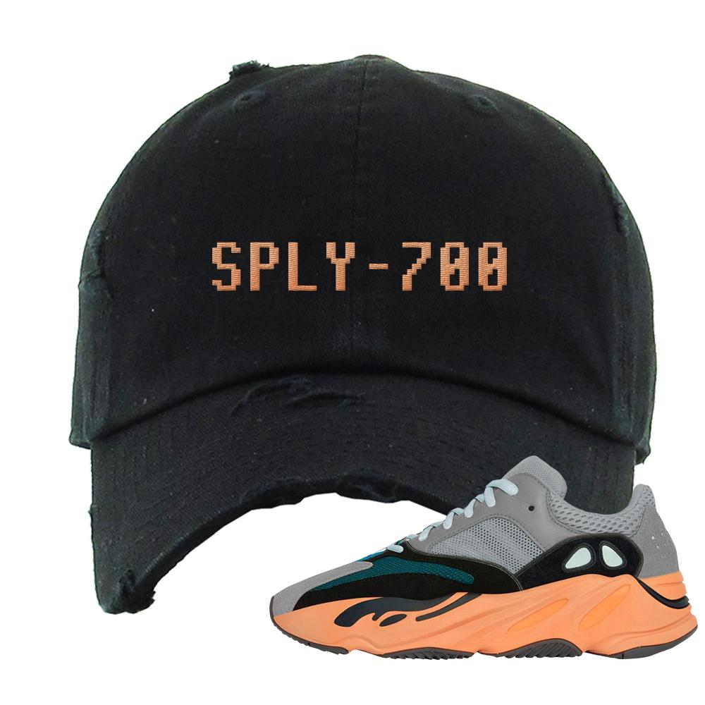Wash Orange 700s Distressed Dad Hat | Sply-700, Black