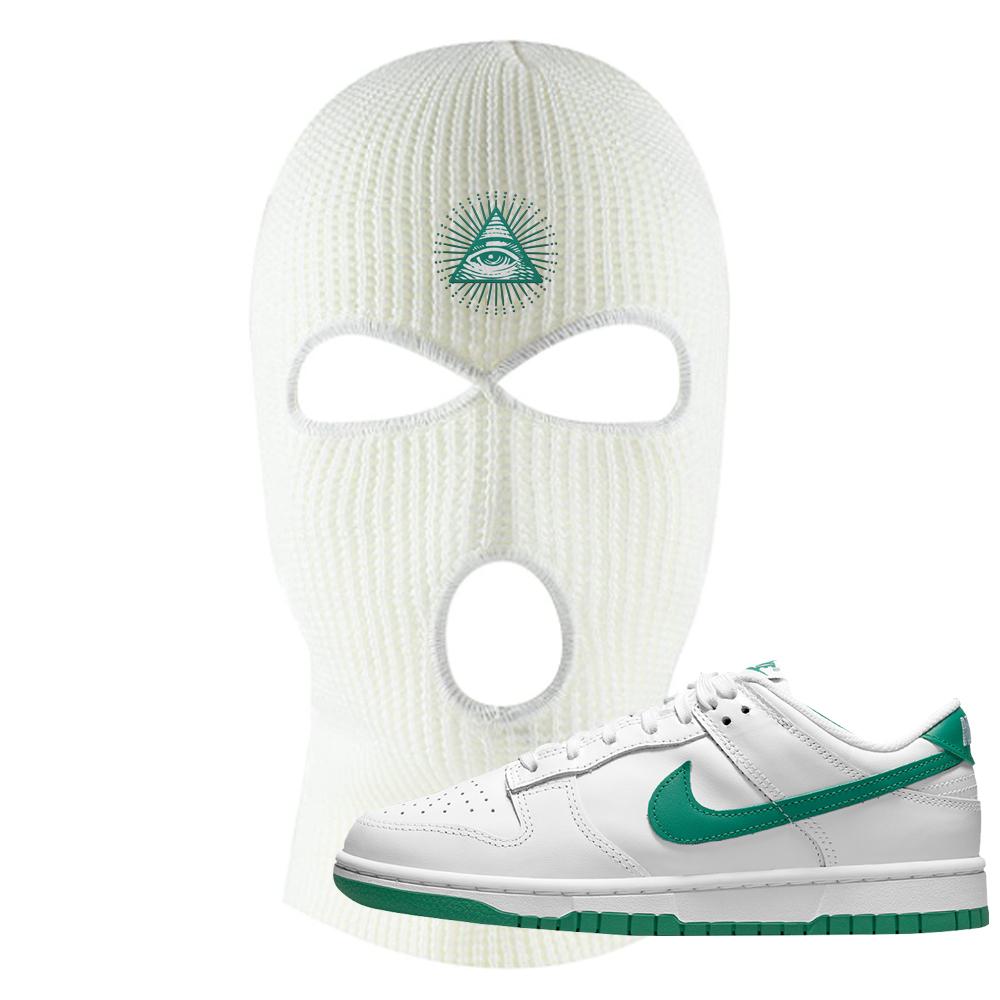 White Green Low Dunks Ski Mask | All Seeing Eye, White