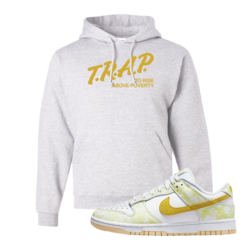 Yellow Strike Low Dunks Hoodie | Trap To Rise Above Poverty, Ash