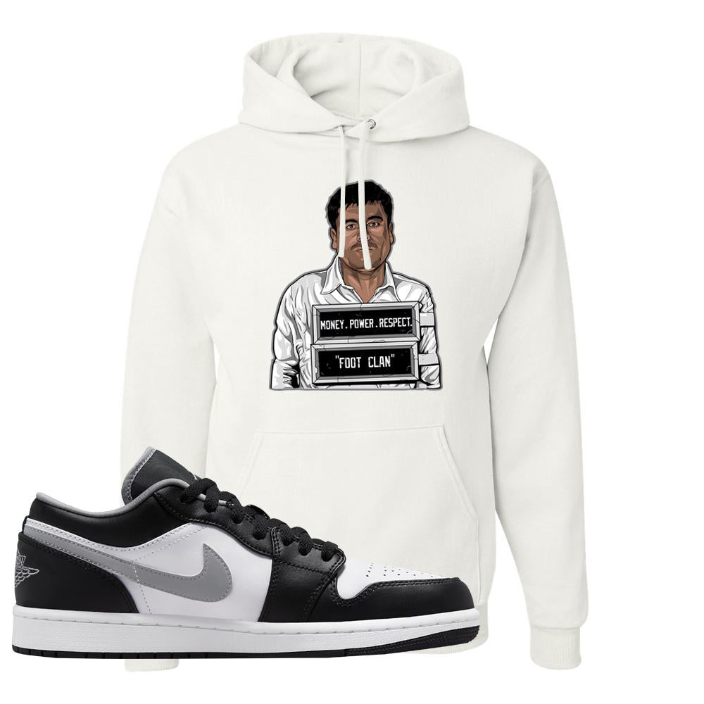 Air Jordan 1 Low Black Medium Grey Hoodie | El Chapo Illustration, White