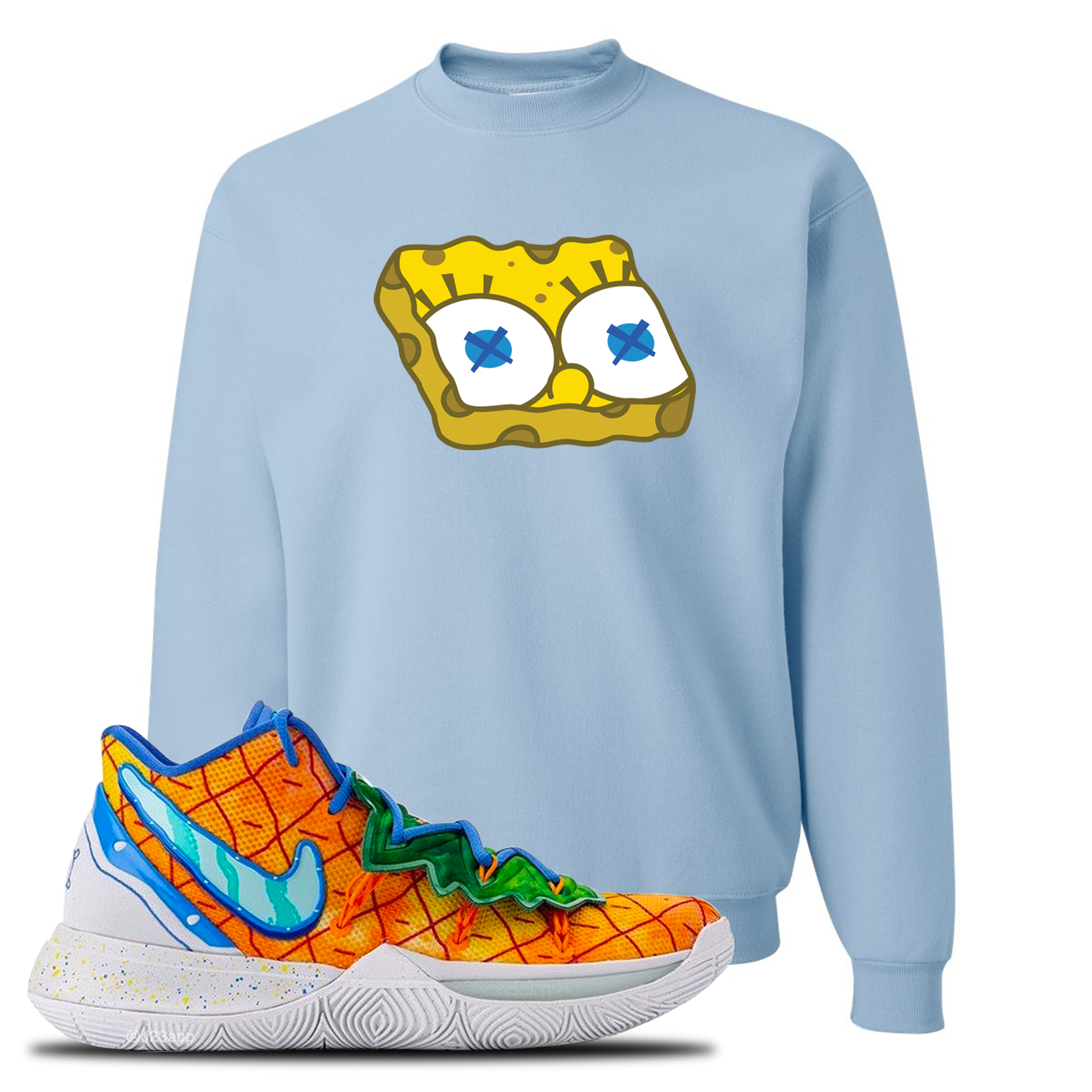 Kyrie 5 Pineapple House Sponge Head Sky Blue Sneaker Hook Up Crewneck Sweatshirt