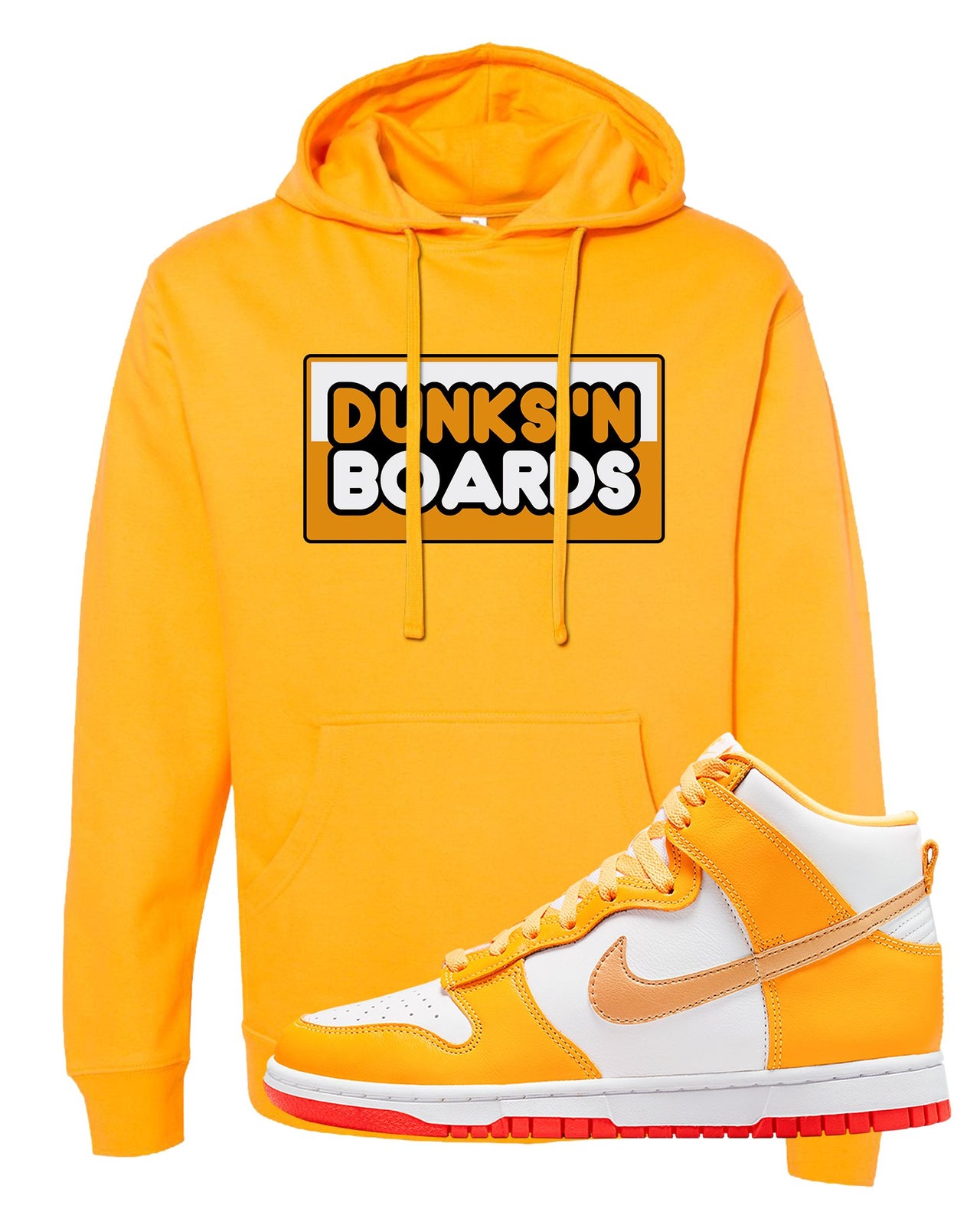 Yellow Gold Orange High Dunks Hoodie | Dunks N Boards, Gold