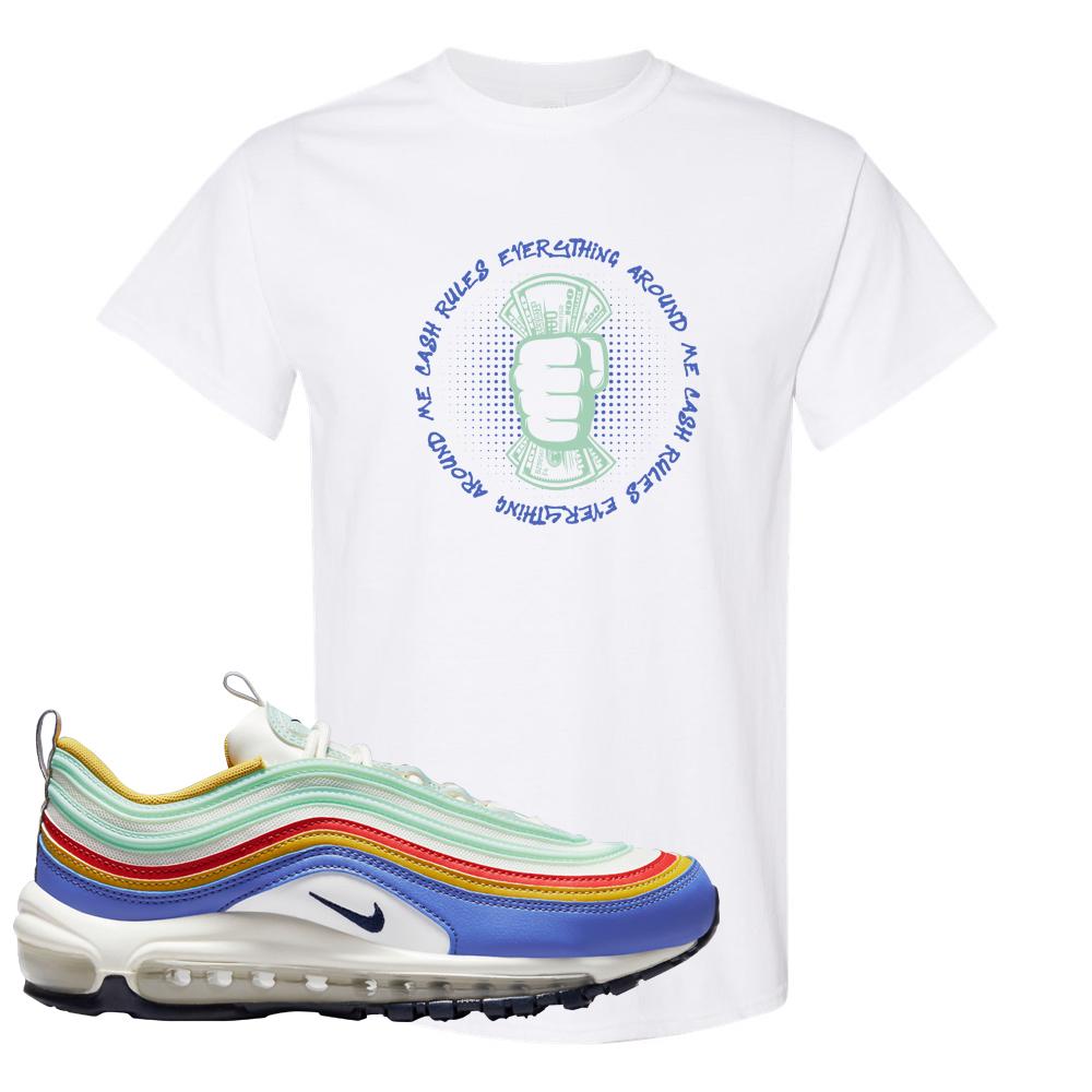 Multicolor 97s T Shirt | Cash Rules Everything Around Me, White