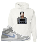 Wolf Grey Mid 1s Hoodie | El Chapo Illustration, White