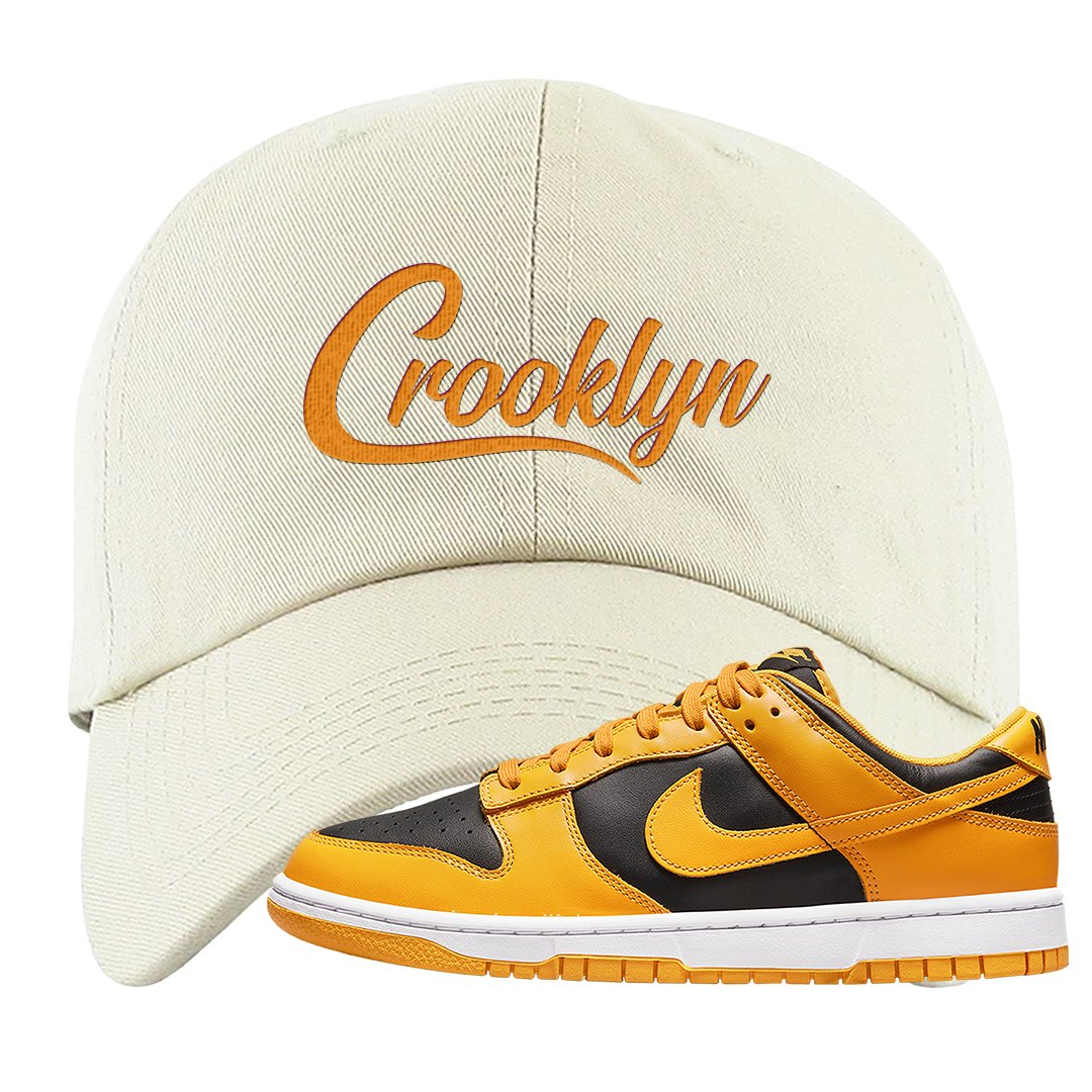 Goldenrod Low Dunks Dad Hat | Crooklyn, White
