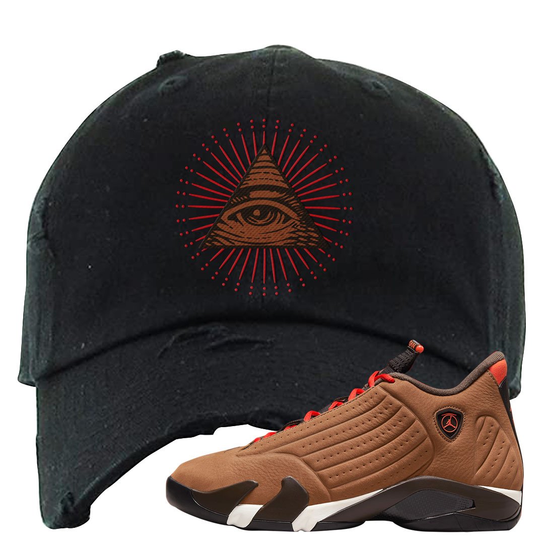 Winterized 14s Distressed Dad Hat | All Seeing Eye, Black