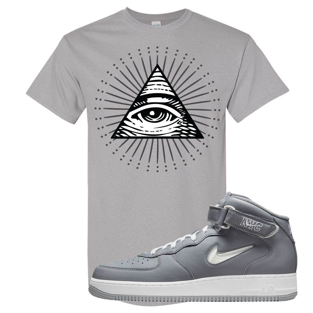 Cool Grey NYC Mid AF1s T Shirt | All Seeing Eye, Gravel