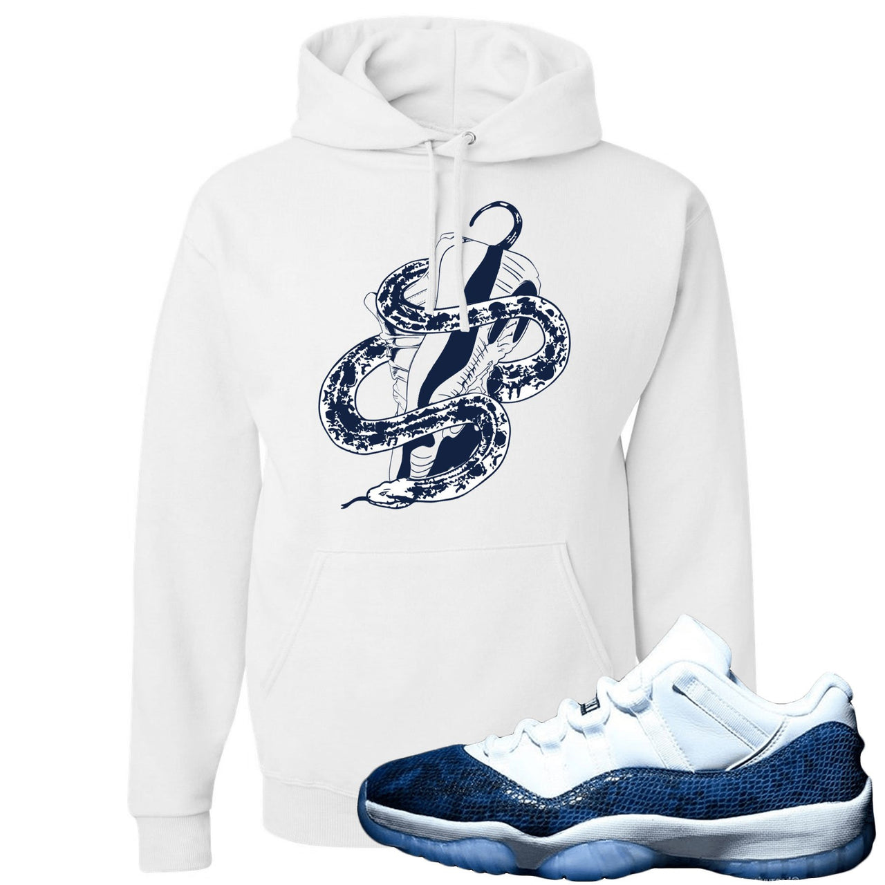 Snakeskin Low Blue 11s Hoodie | Snake Around Shoes, White