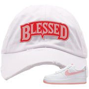 Valentine's Day 2022 AF1s Distressed Dad Hat | Blessed Arch, White