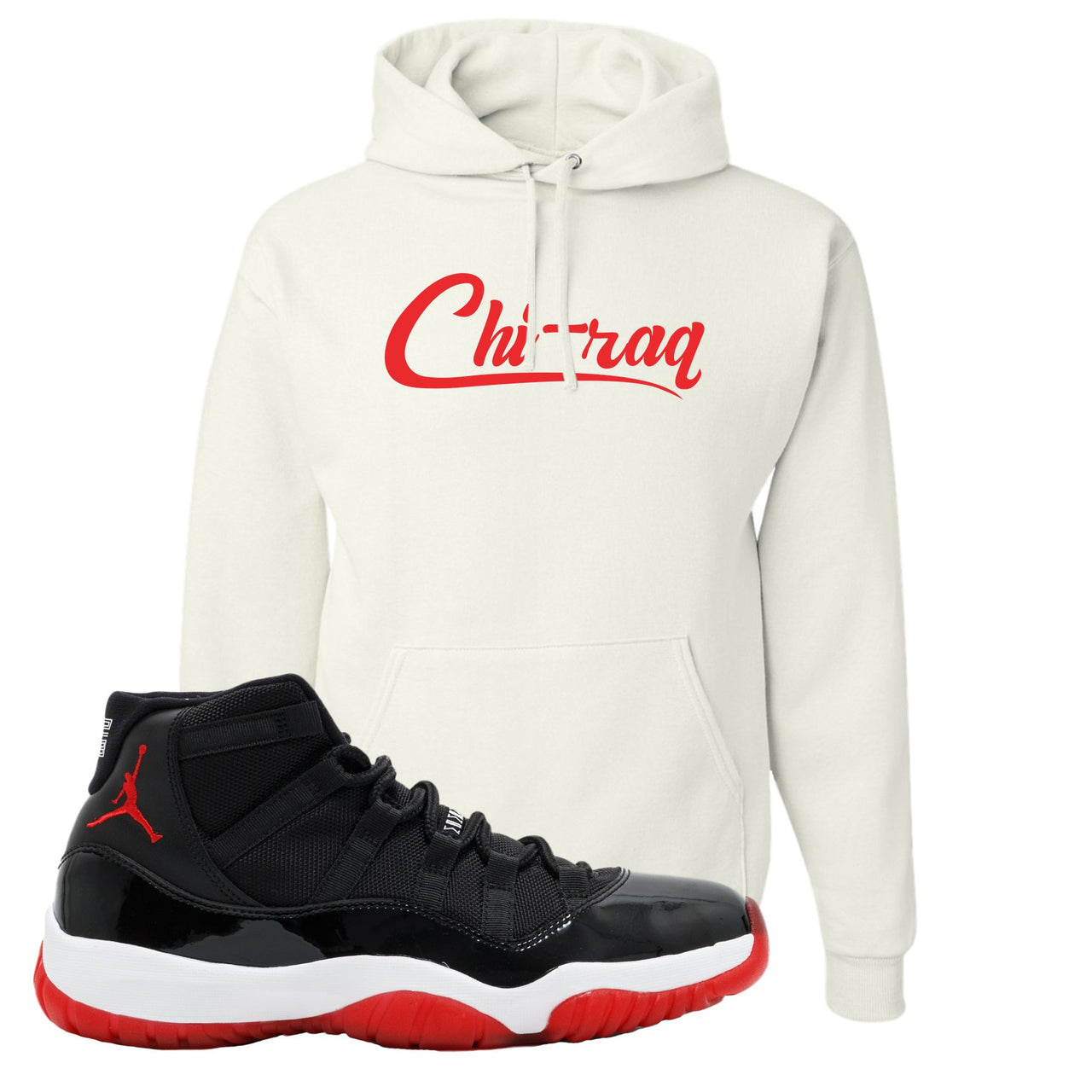 Jordan 11 Bred Chi-raq White Sneaker Hook Up Pullover Hoodie