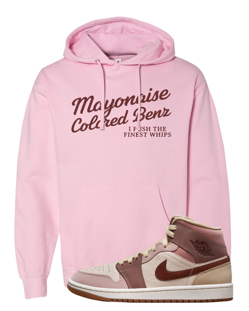 Pink Sand Mauve Mid 1s Hoodie | Mayonaise Colored Benz, Light Pink