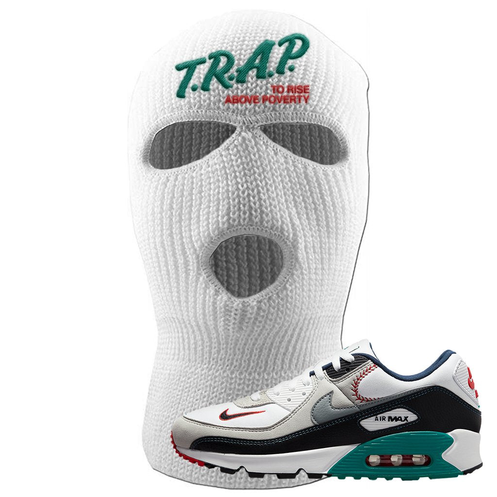 Air Max 90 Backward Cap Ski Mask | Trap To Rise Above Poverty, White