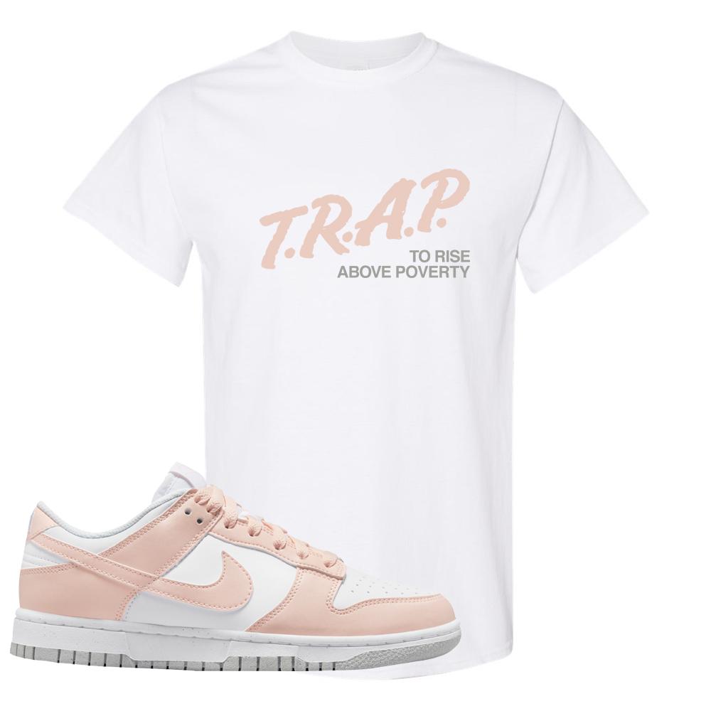 Move To Zero Pink Low Dunks T Shirt | Trap To Rise Above Poverty, White