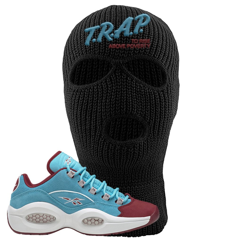 Maroon Light Blue Question Lows Ski Mask | Trap To Rise Above Poverty, Black