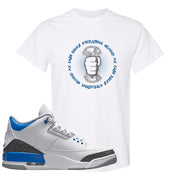 Racer Blue 3s T Shirt | Cash Rules Everything Around Me, White
